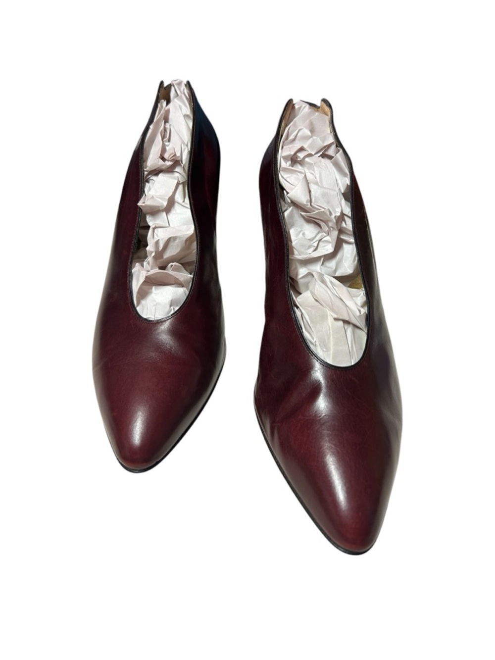 Walter Steiger Vintage Luxury Burgundy Pointed Patent Leather Banana Heels - Picture 2 of 8